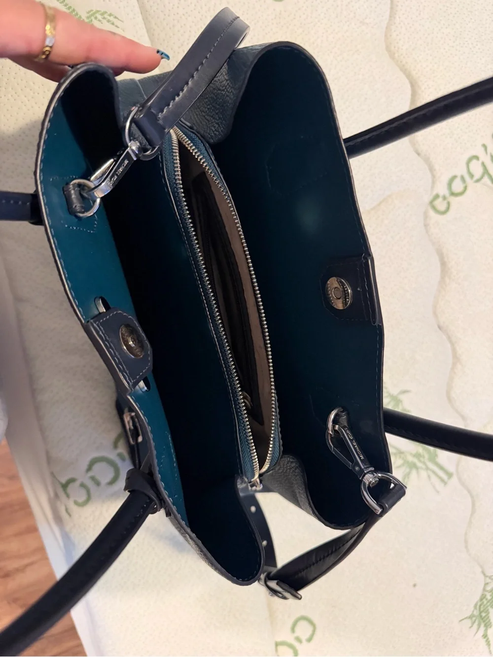 Michael Kors Turquoise Card Holder with Silver Plate